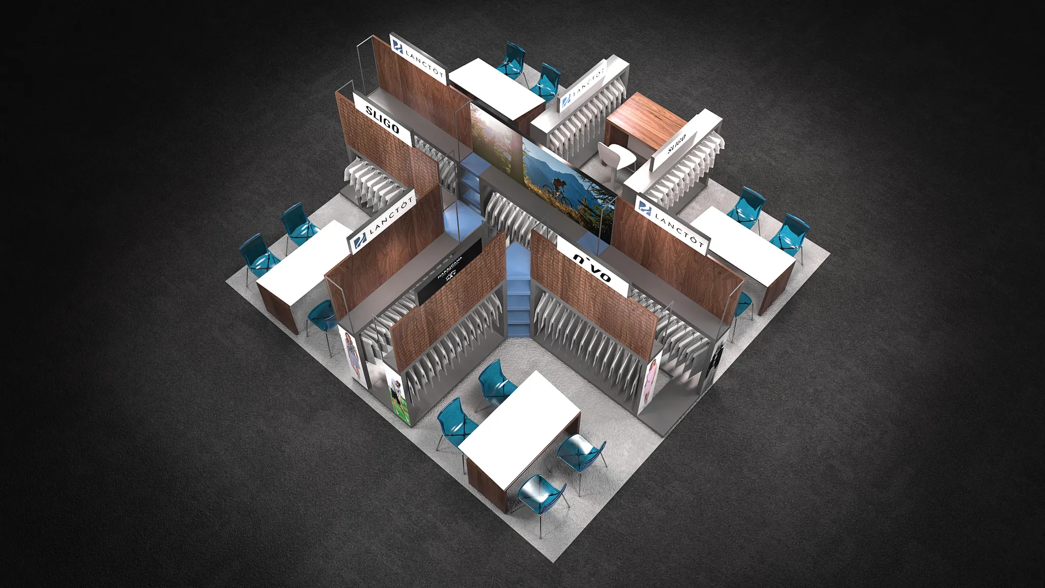 20x20 Island booth design by Reaction Space
